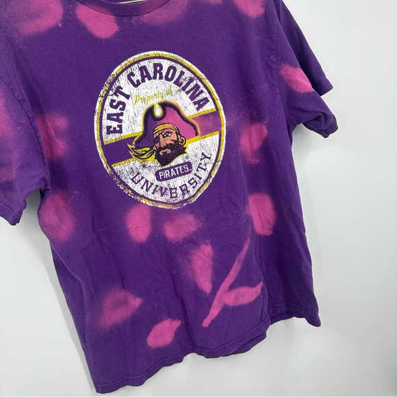 ECU Pirates Custom Bleach Splatter Short Sleeve Shirt Size Large Upcycled - Picture 2 of 5